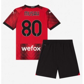 AC Milan Yunus Musah #80 Hemmakläder Barn 2023-24 Kortärmad (+ Korta byxor)